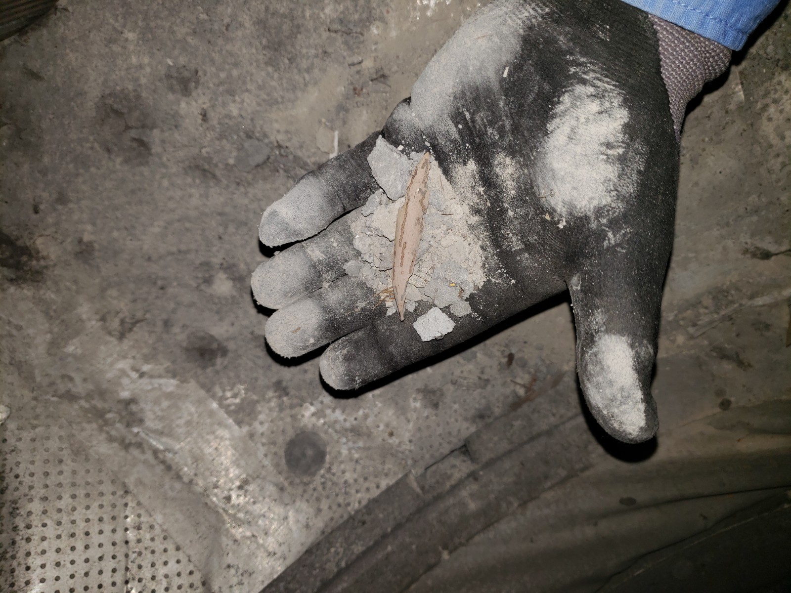 concrete powder found in ductwork of highrise carpark