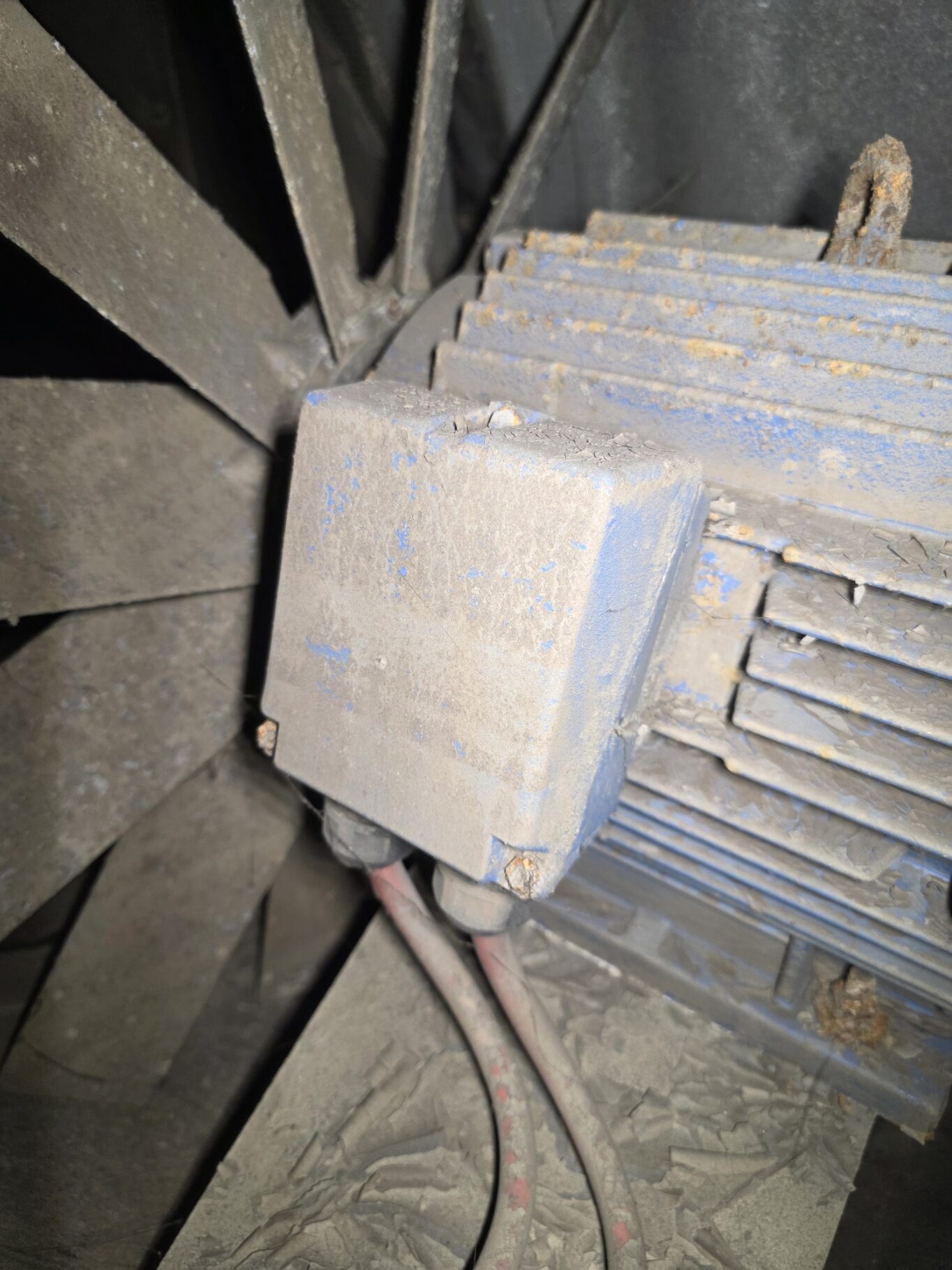 concrete pieces in ductwork of the mechanical ventilation system of a carpark